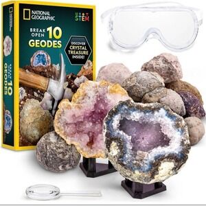 Premium Geodes Science Kit for Kids - Break Open 10 Crystals with Goggles